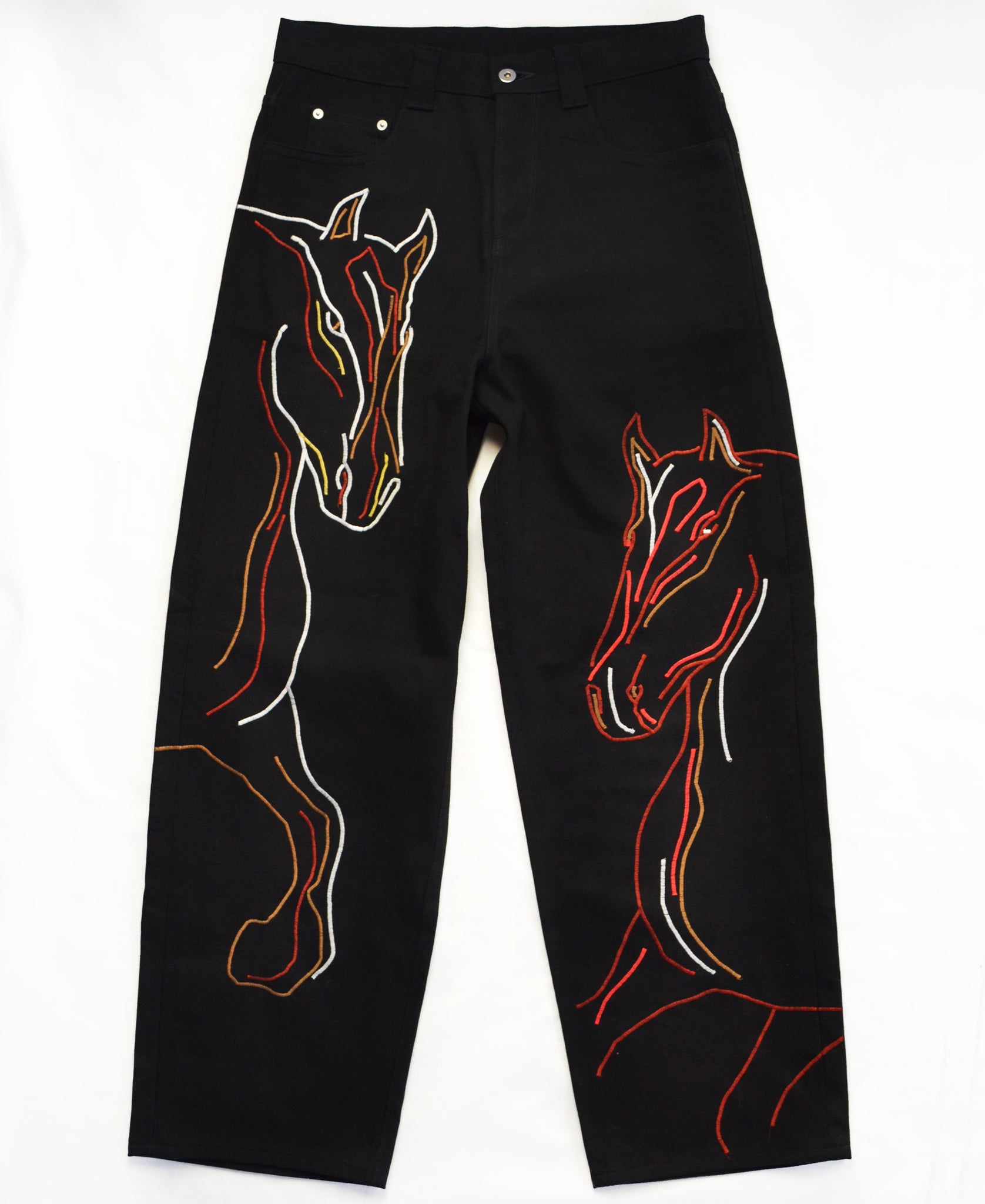 Baggy Horse Embroidered Jeans – Ricky Jeans