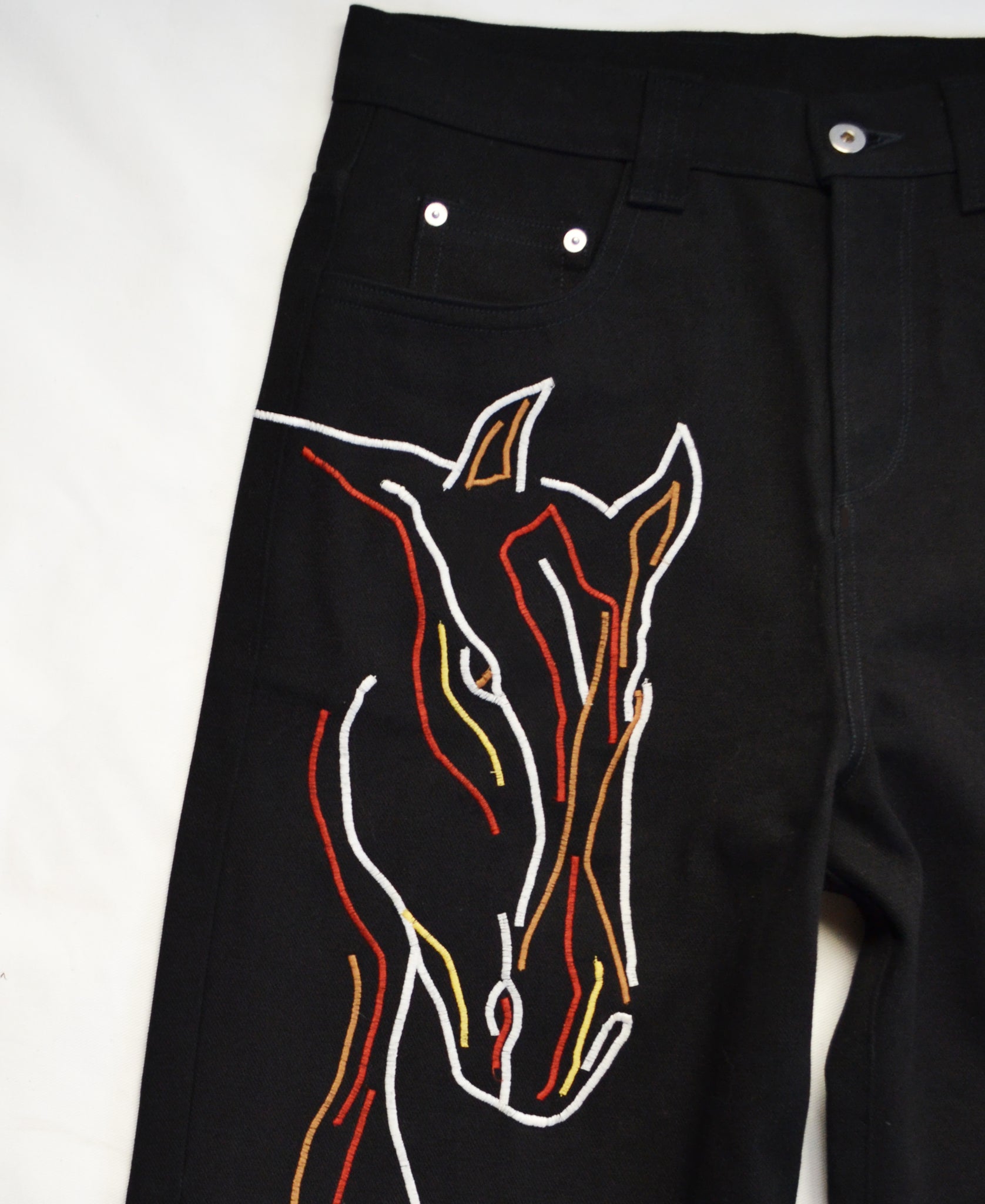 Baggy Horse Embroidered Jeans